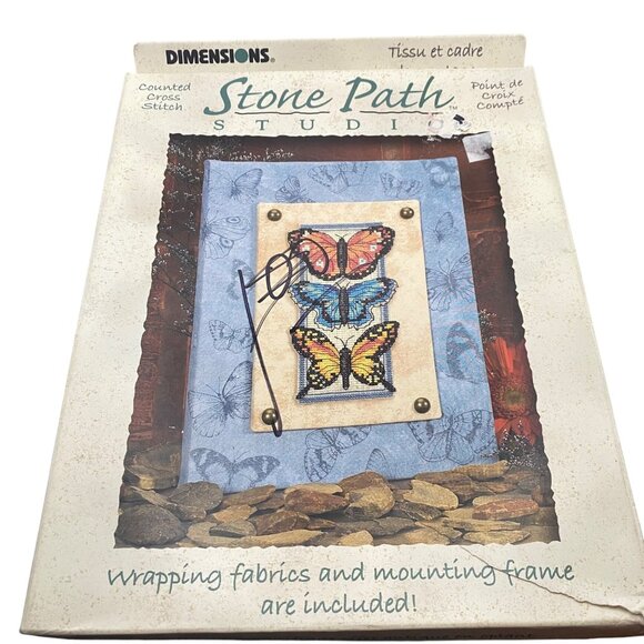 Dimensions Stone Path Studio Butterfly Counted Cross Stitch Kit Mount Frame 2002 - Picture 1 of 7